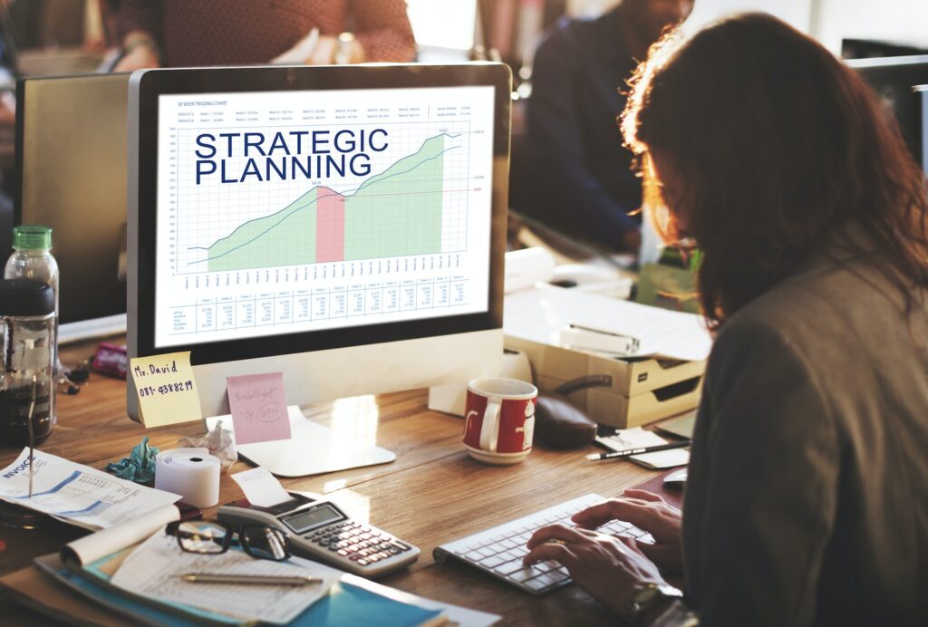 Strategic Plan Graphs Business Marketing Goals concept